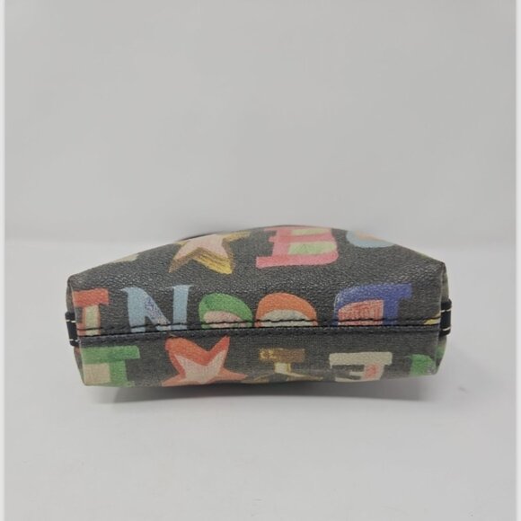 Like New Dooney & Bourke Graffiti Doodle Crayon Bitsy Bag Purse Leather Canvas - Picture 4 of 7